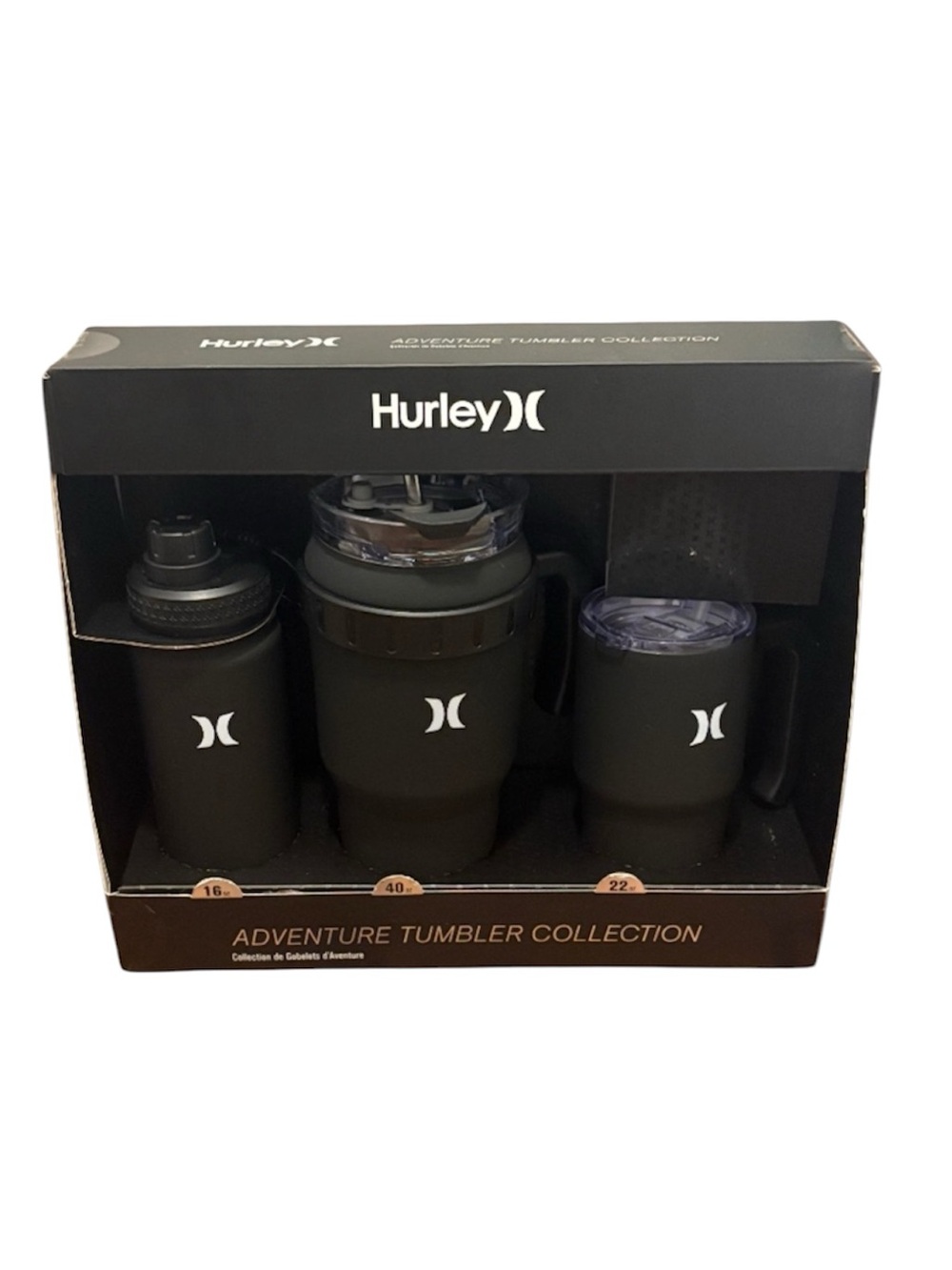 New Hurley Adventure Tumbler Collection 3-Piece Set Black NIB